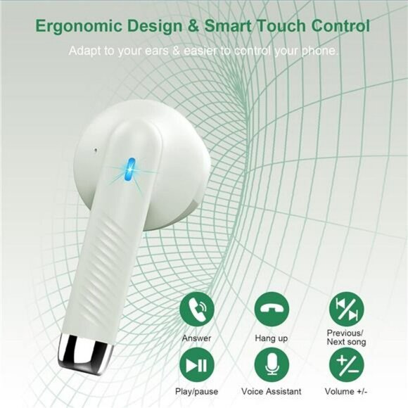 Wireless Bluetooth Earbuds Stereo Bass Noise Cancelling Mic IP7 Sports Green - Picture 5 of 7